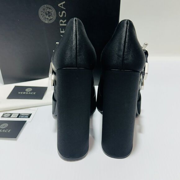 Versace Aevitas Satin Mary Jane Buckle Platform Black Pump Size 39/ 9 NWB $1,575 - Picture 8 of 14